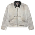 Faded Denim Bomber Jacket White Black