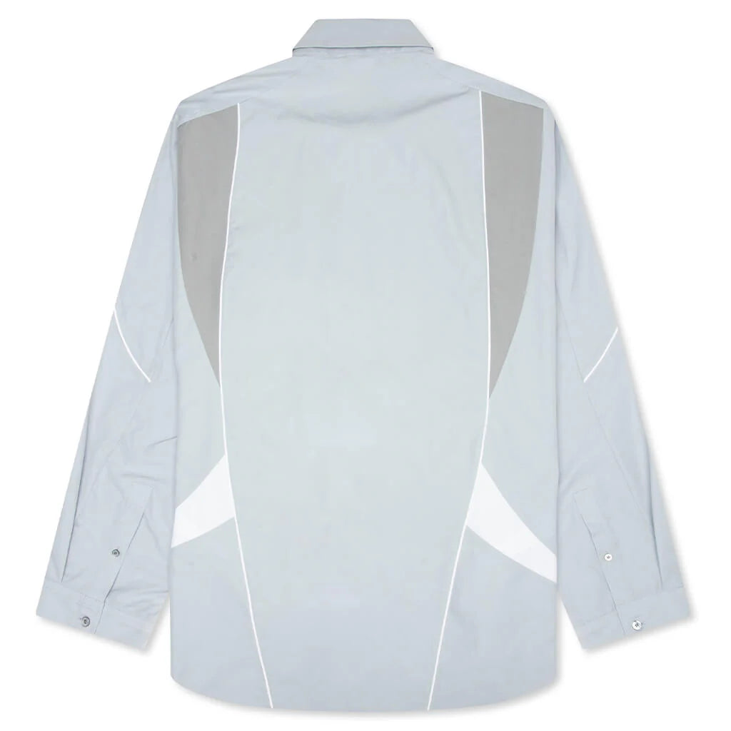 Embroidered Logo Button Up Shirt Cold Grey