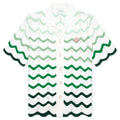 Gradient Wave Texture Shirt Green White