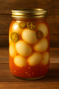 32oz Large Jar Cajun Jalapeño Spicy Pickled Eggs | Bold Cajun Spice Brined Hard Boiled Eggs Portable Spicy Savory Snack