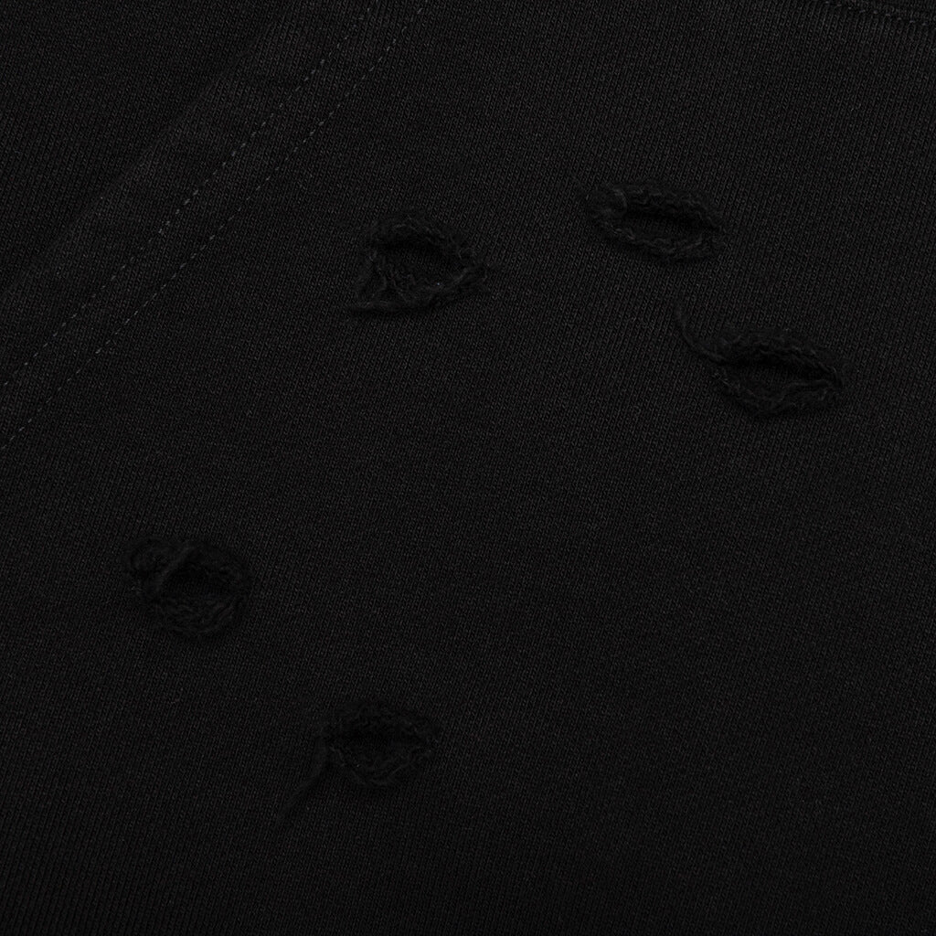 Distressed Hoodie Small Logo Black