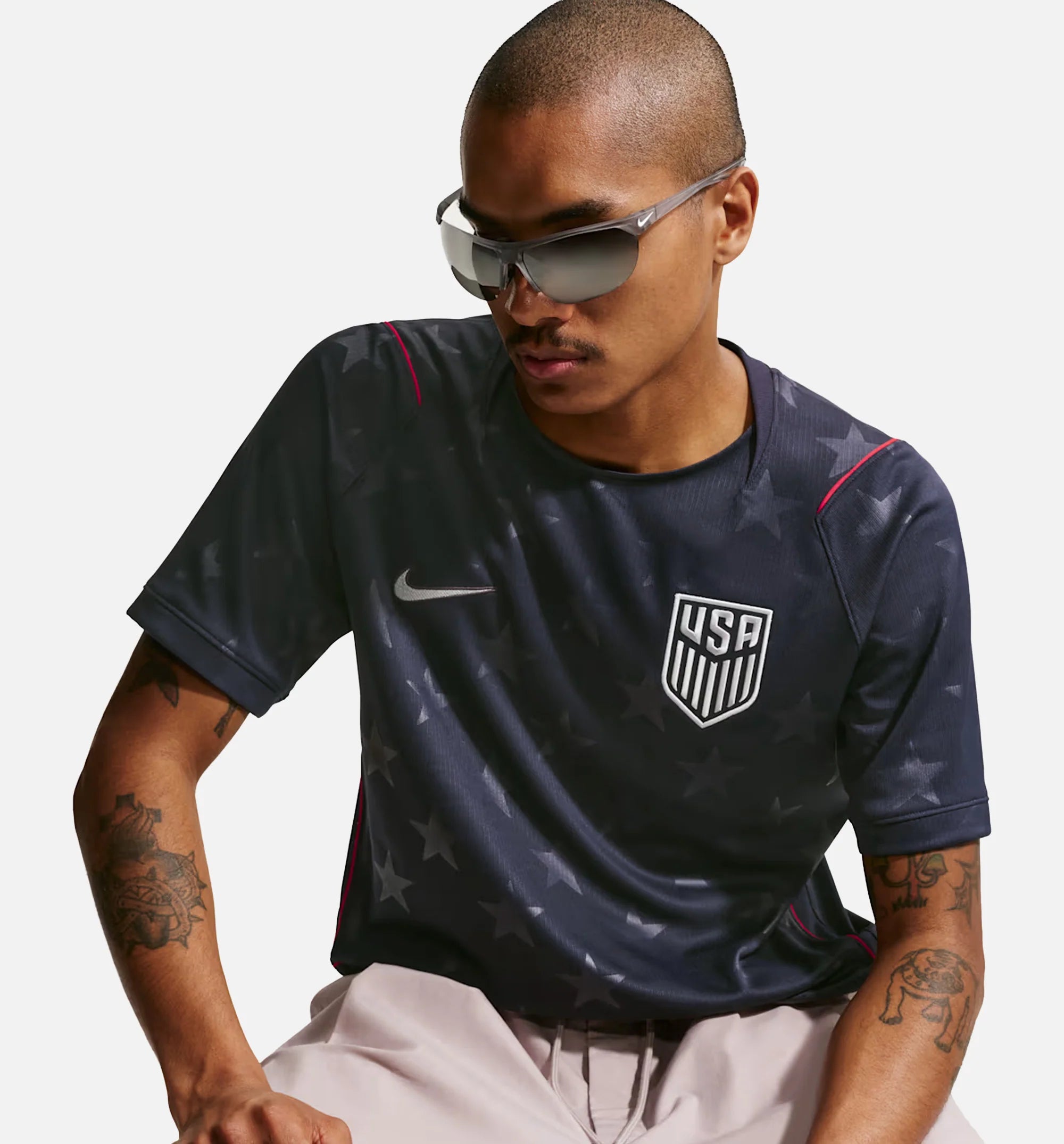 USMNT 2026 Stadium Away Dri Fit Soccer Replica Mens Jersey Dark Obsidian University Red Pure Platinum