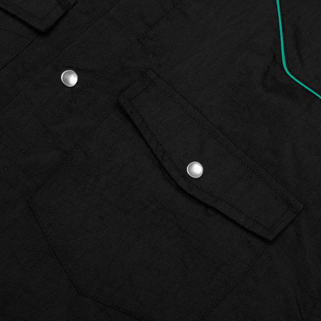 Nylon Western Button Up Black