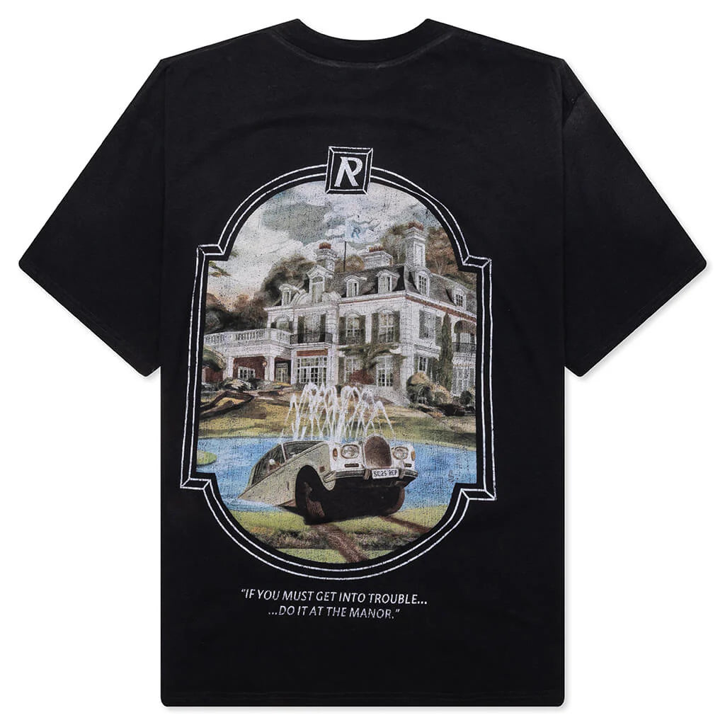 Revere Manor T Shirt Stained Black