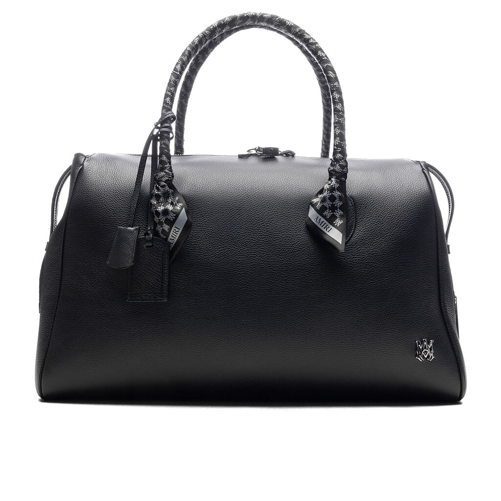 Pebbled Leather Weekender Bag Black