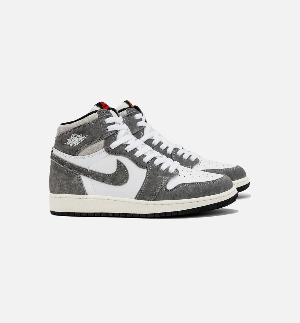 Air Jordan 1 Retro High OG Washed Heritage Grade School Lifestyle Shoe Grey White Free Shipping