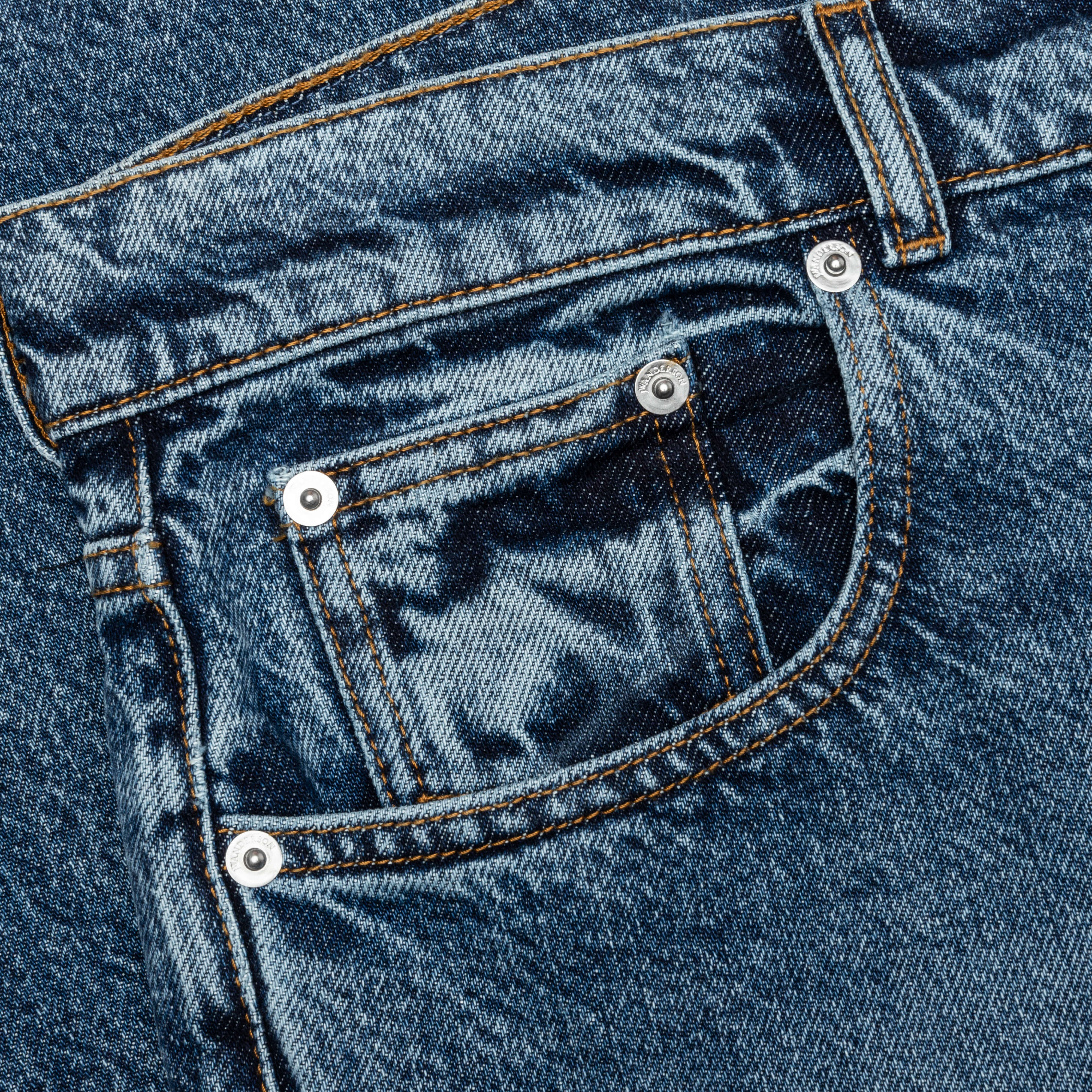 5 Pocket Straight Leg Trousers Mid Blue