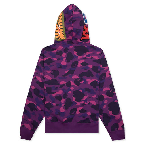 Color Camo Shark Full Zip Hoodie Purple