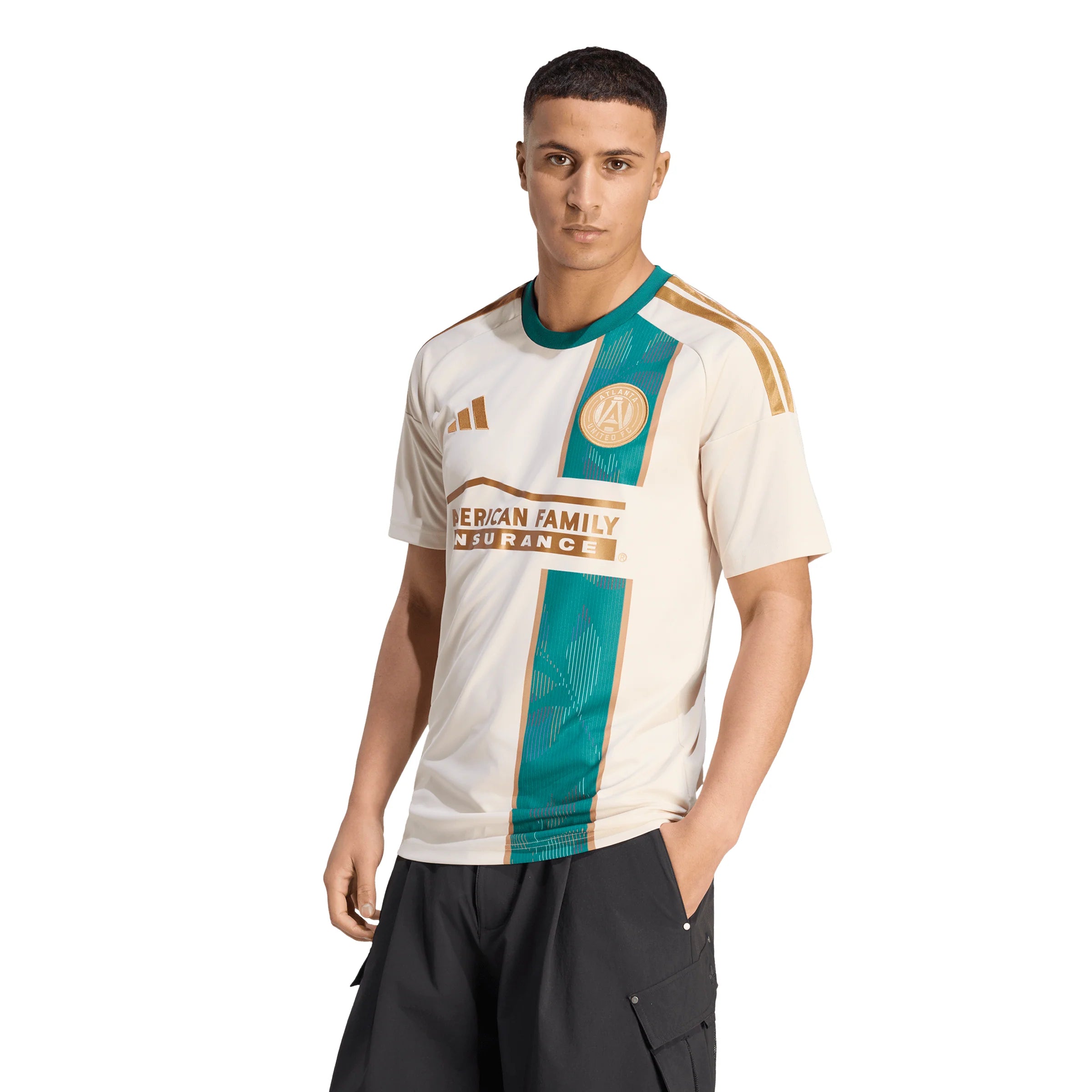 adidas Atlanta United Away Mens Soccer Jersey 26 27 Beige