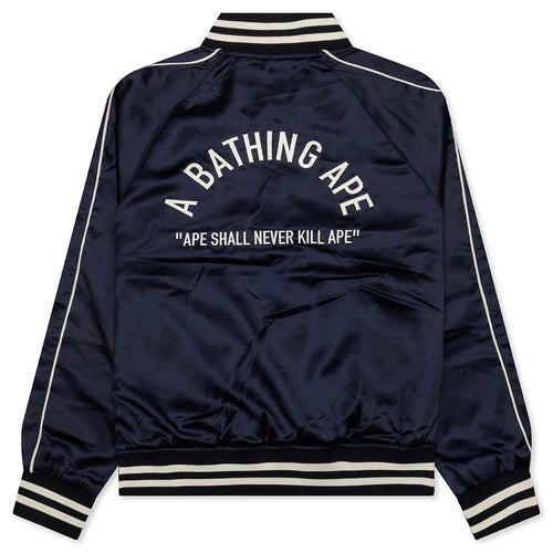 A Bathing Ape Nylon Varsity Jacket Navy