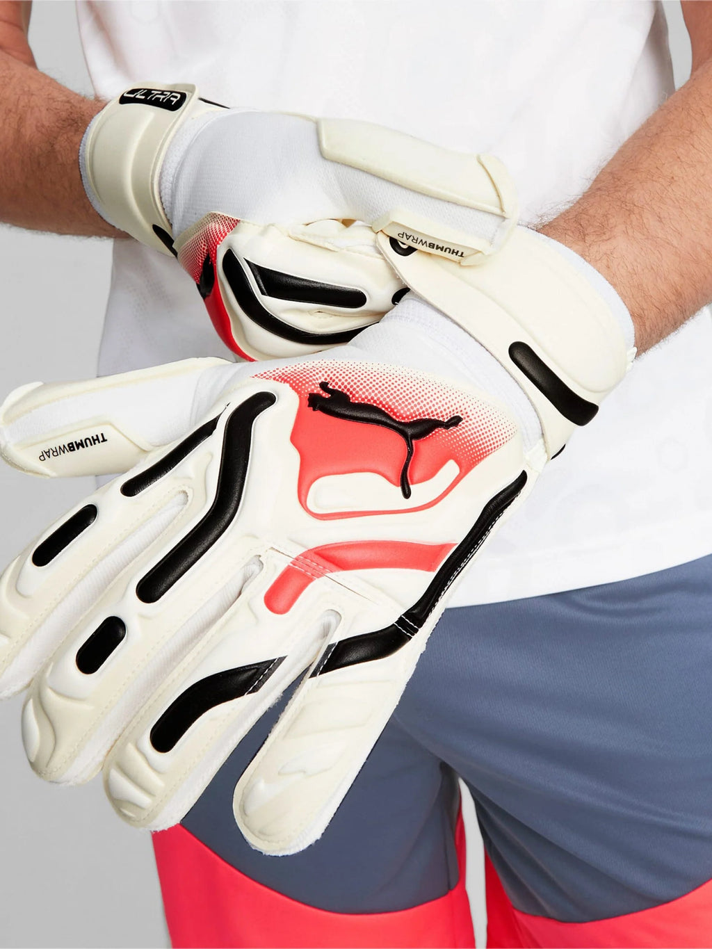 PUMA Ultra Pro RC Goalkeeper Gloves White Blue Fire Orchid