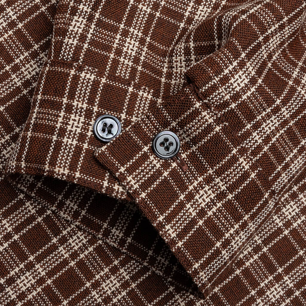 Check Grain De Poudre Wool Shirt Maroon
