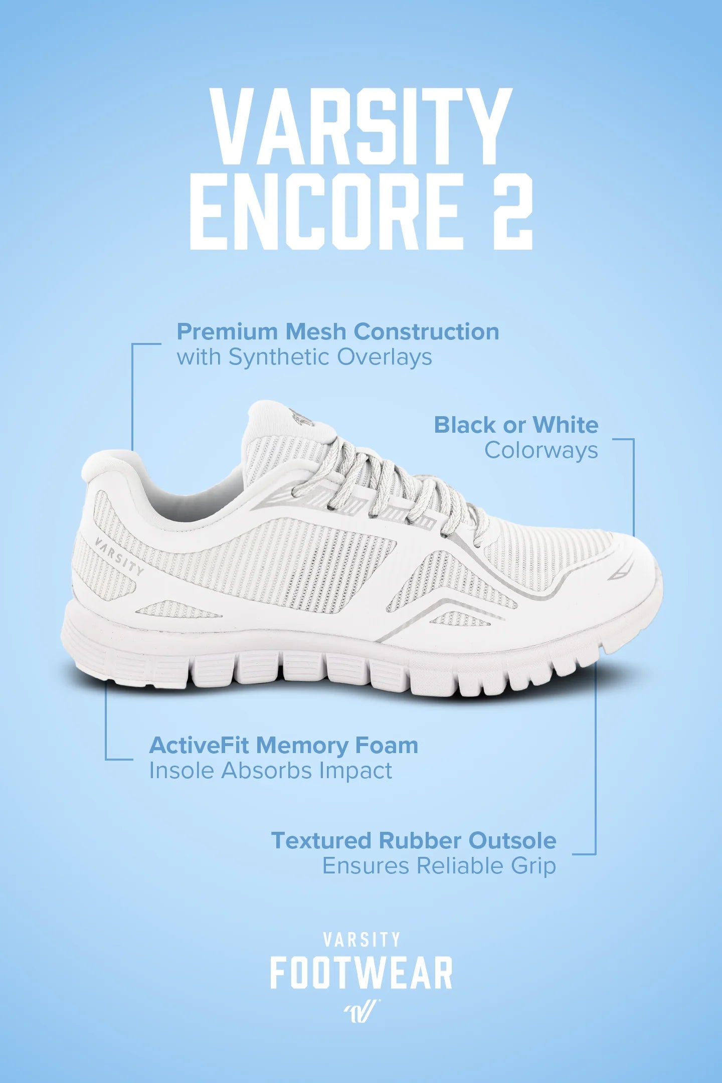 Varsity Mens Encore 2 White Cheer Shoes