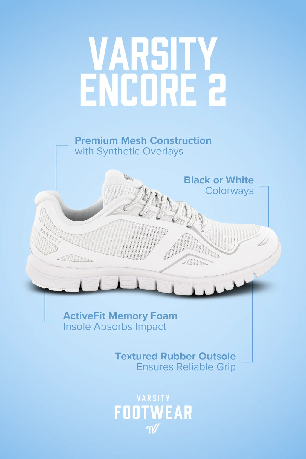 Varsity Mens Encore 2 Black Cheer Shoes