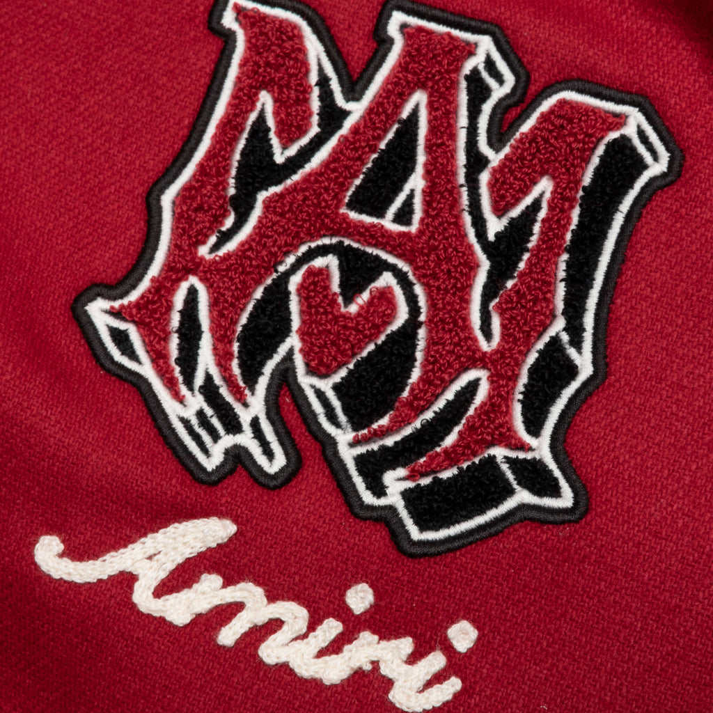 Vintage Patch Varsity Bomber Jacket Red