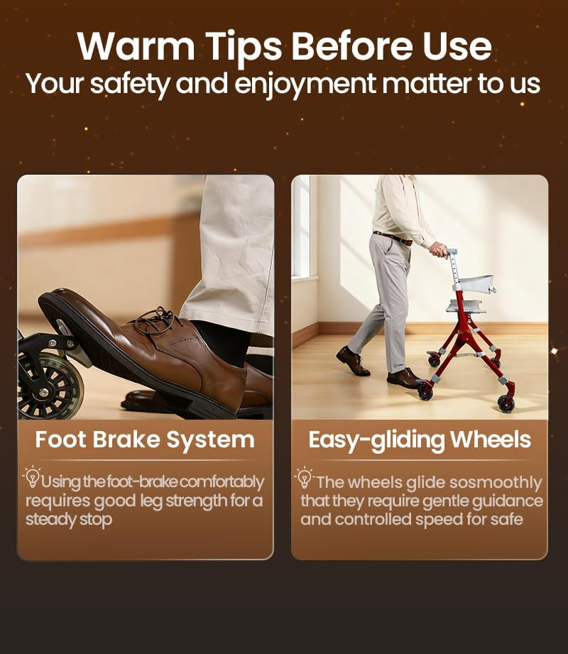 Ultra Light Travel Rollator Walker Foldable Portable Elderly Walking Aid with Storage Bag