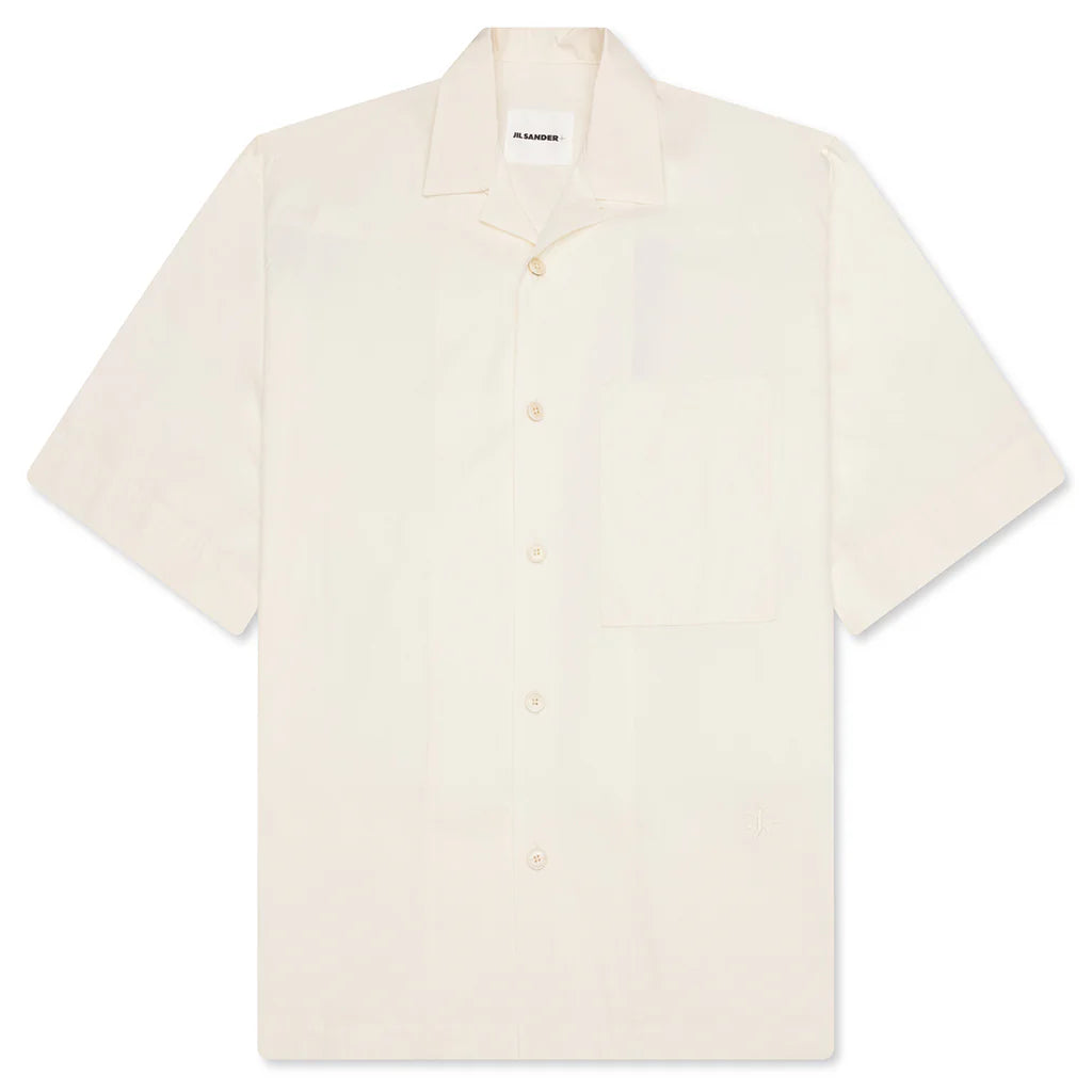 Glass Finish Cotton Poplin Shirt Eggshell