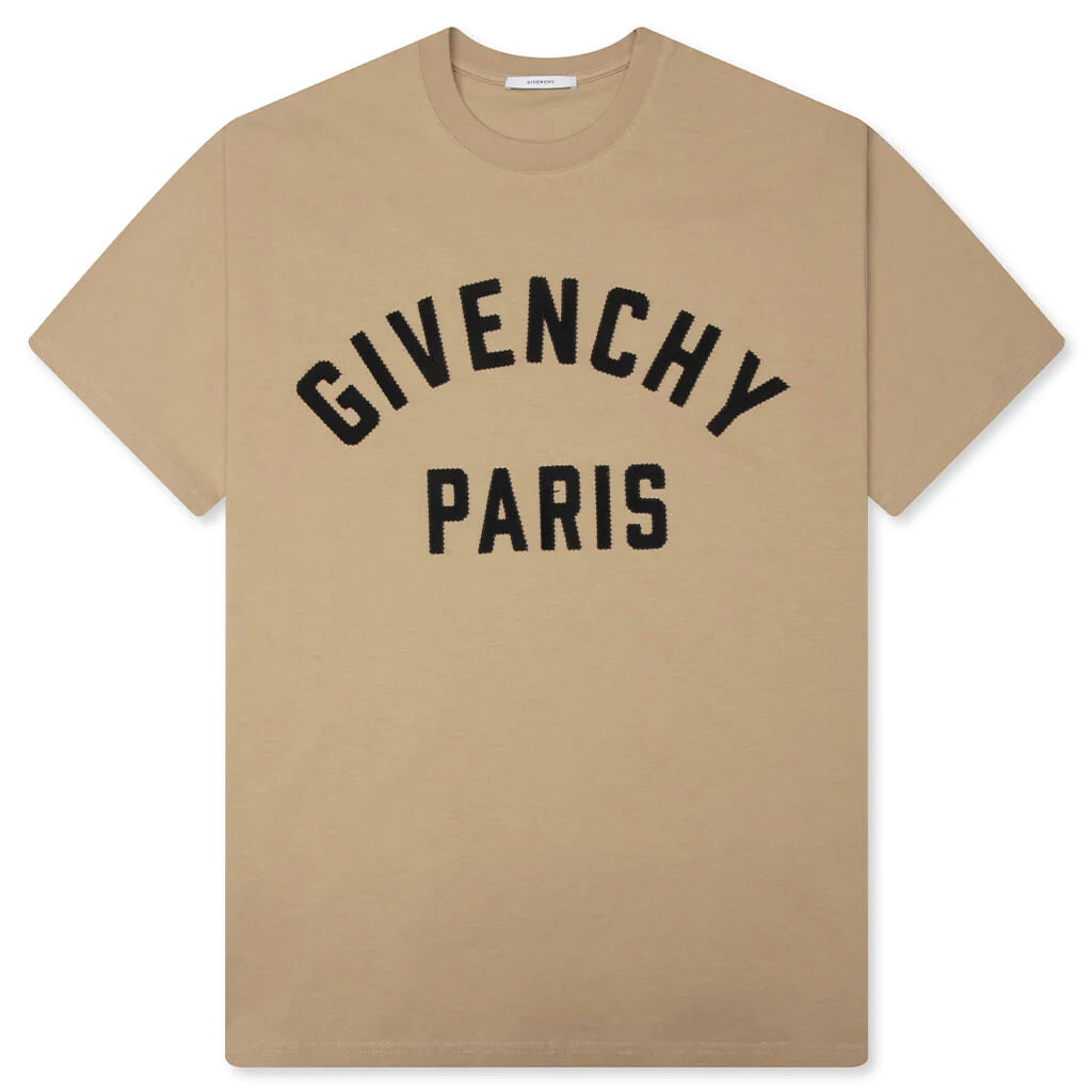 Patch Silk T Shirt Beige Black