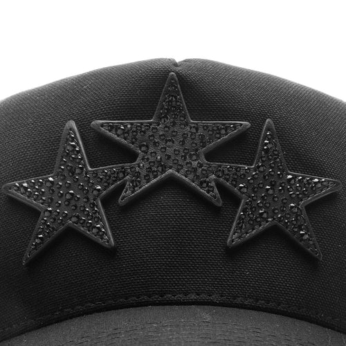 Crystal 3 Star Trucker Hat Black Black