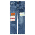 Virgin Wool Denim Trousers With Knitted Patches Deep Blue