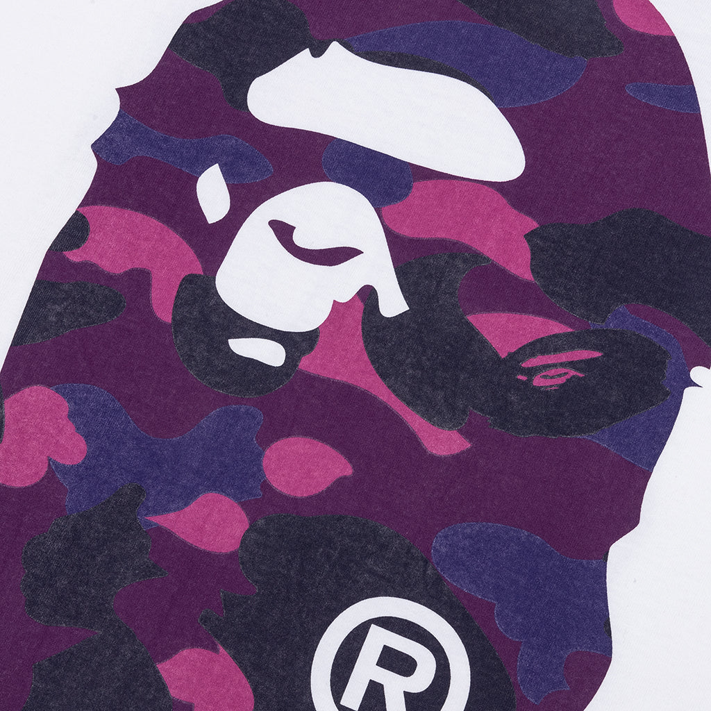 Color Camo Big Ape Head Tee White Purple