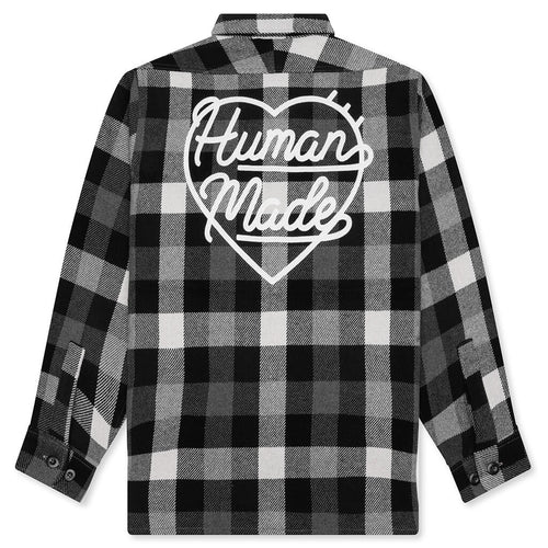 Wool Check Shirt Jacket Black