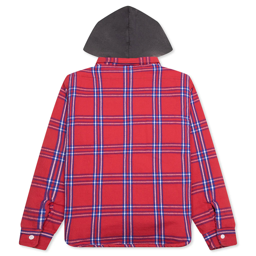 Flannel Quilt Shirt Jacket Red