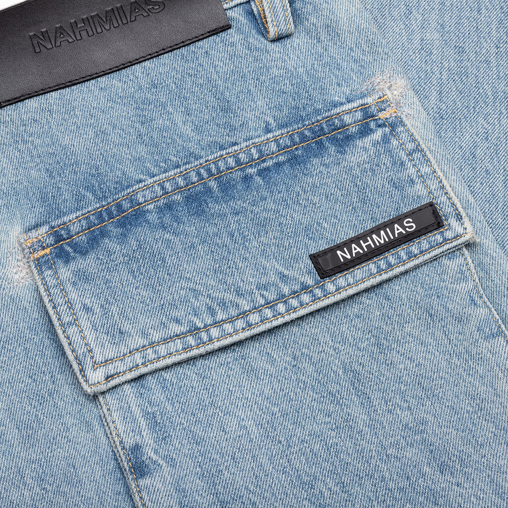 Denim Logo Cargo Pants Light Wash