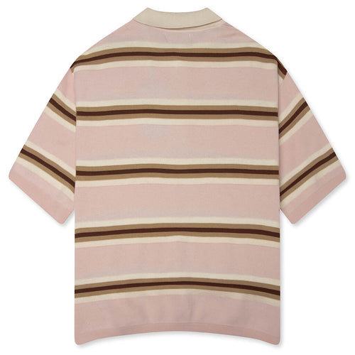 Knit Striped Polo Soft Pink Stripe
