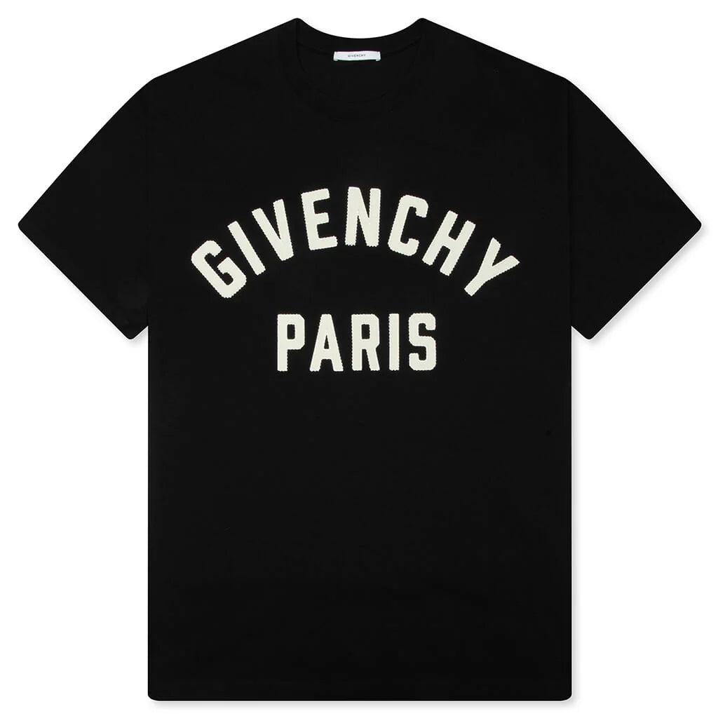 Patch Silk T Shirt Black White