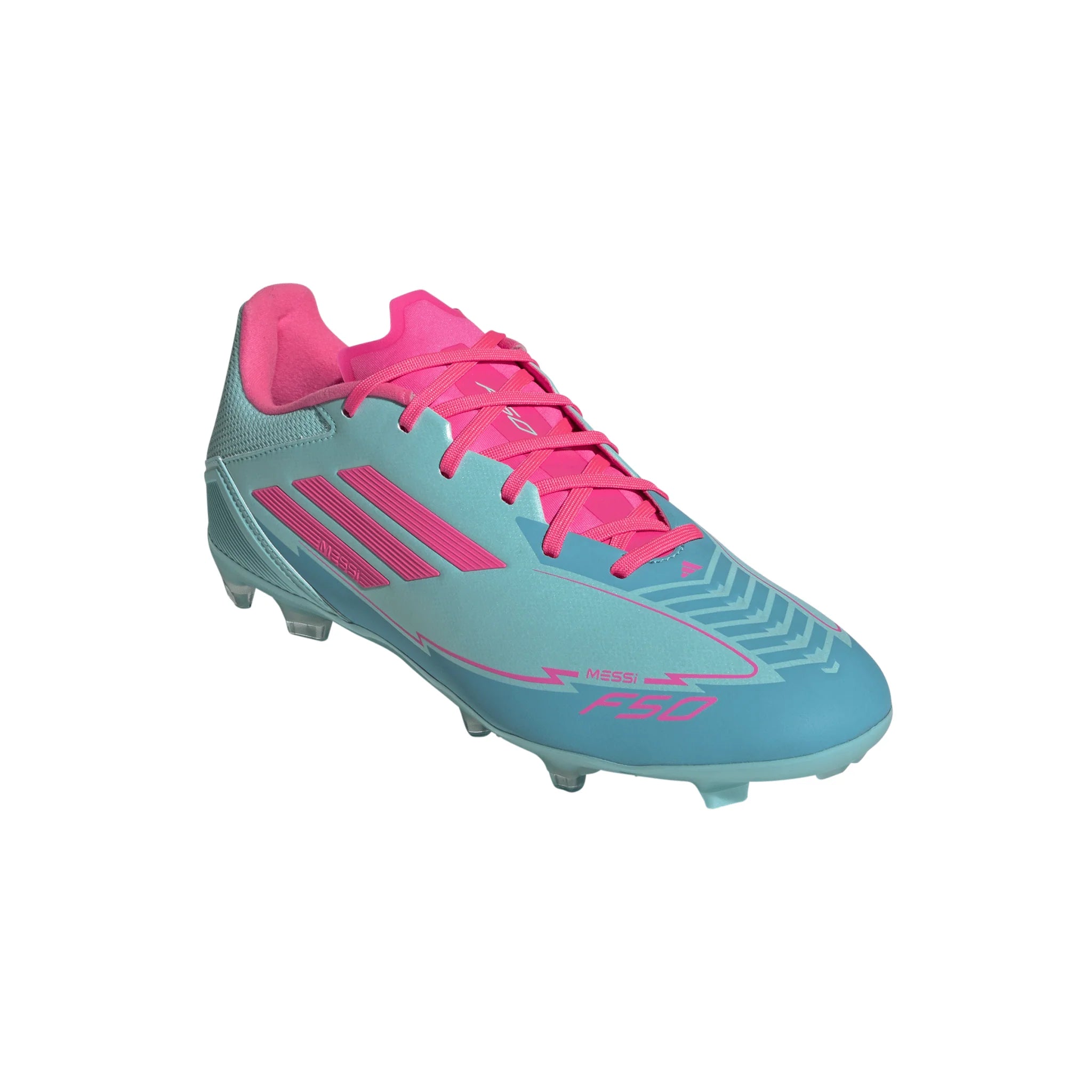 adidas F50 League Messi Firm Multi Ground Soccer Cleats Flash Aqua Lucid Pink Lucid Cyan