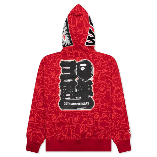 Bape 30th Anniversary Line Camo Shark Full Zip Hoodie Red