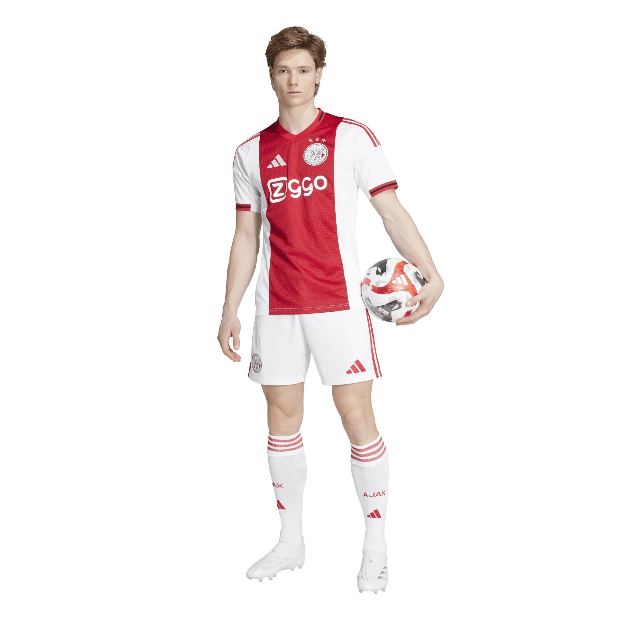 adidas Mens Ajax Amsterdam Home Jersey 25 26 White Red