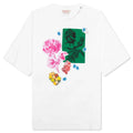 White Cotton T Shirt With Flower Prints Lily White