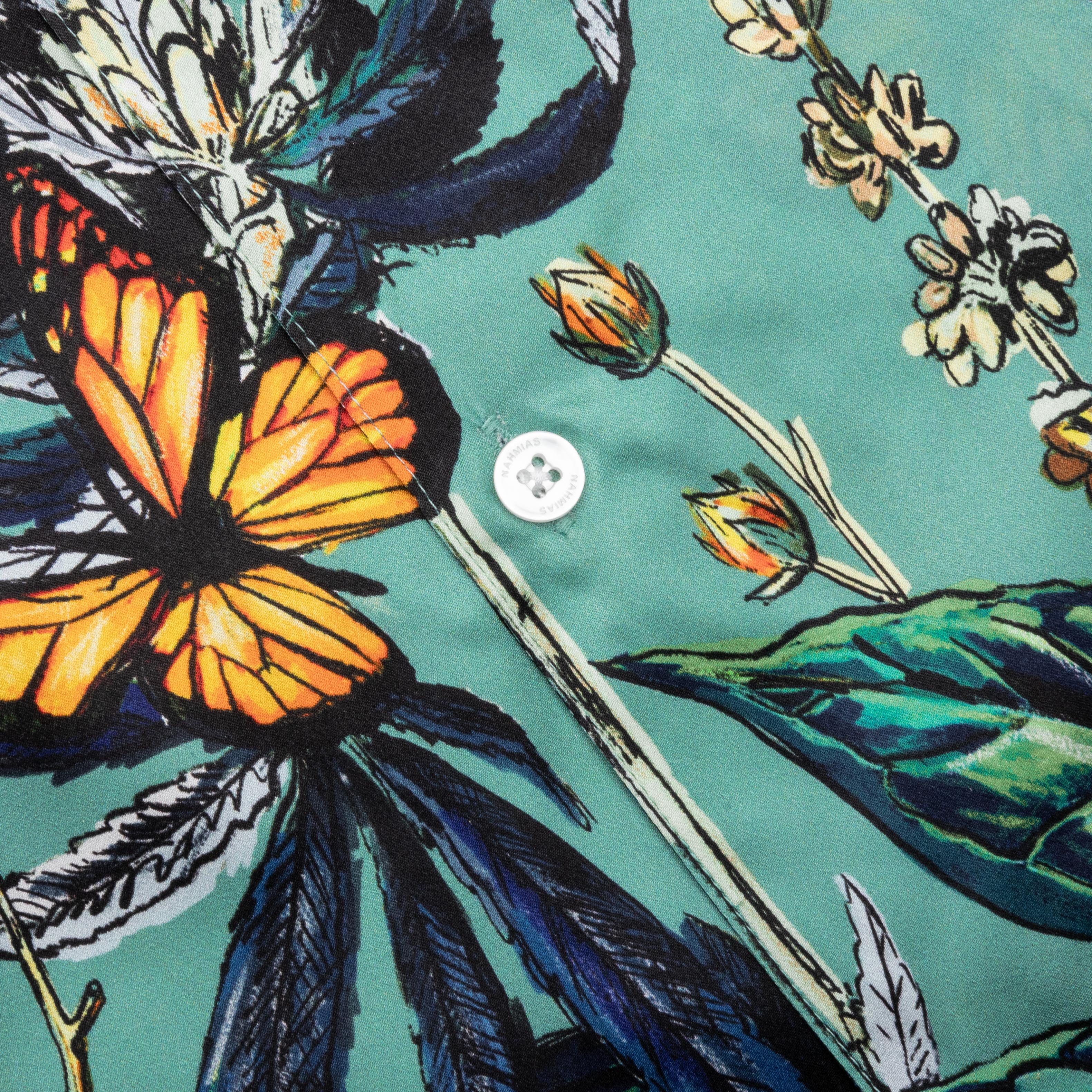 Botanical Silk S S Shirt Ocean Botanical