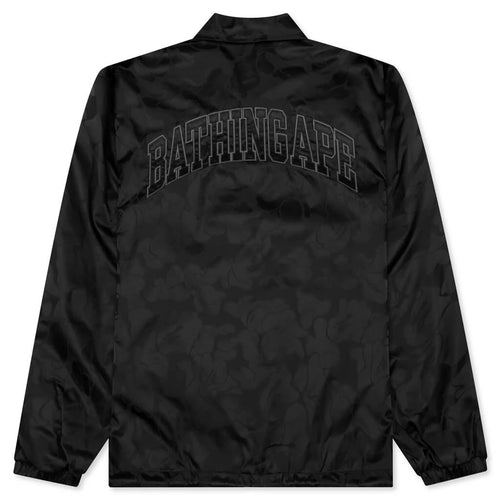 Tonal Solid Camo Coach Jacket Black