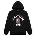 College Puffy Relaxed Fit Pullover Hoodie Black