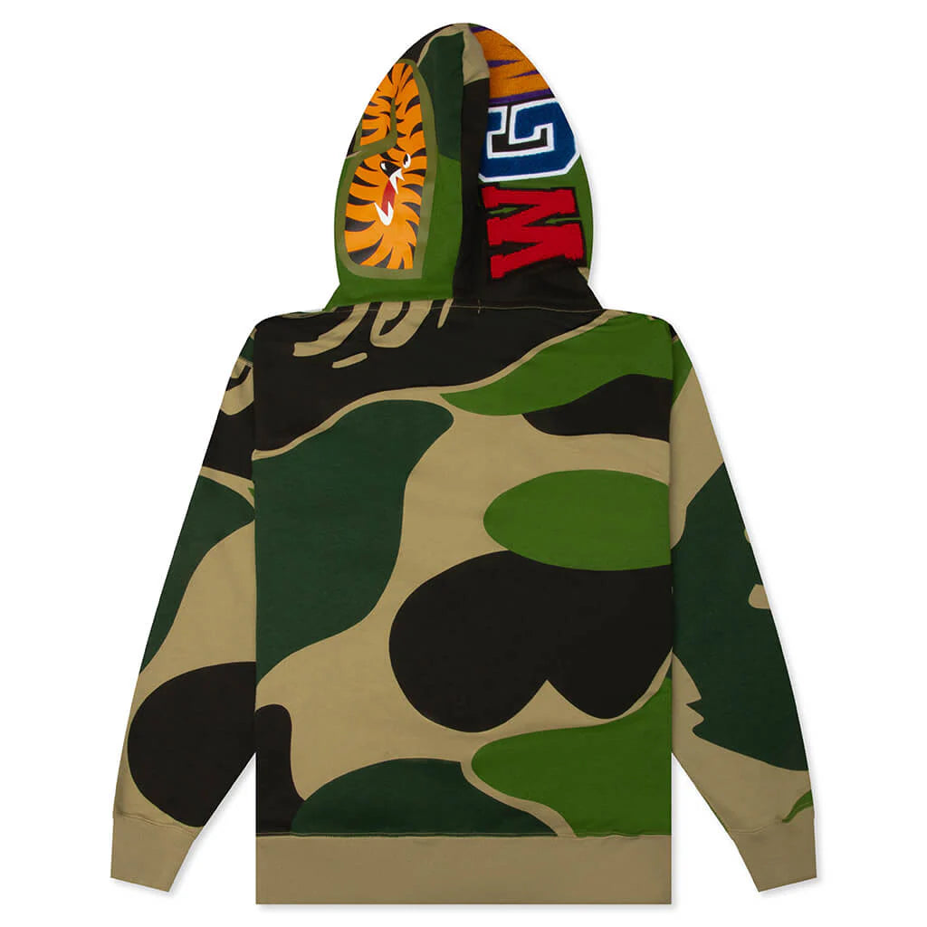 Mega ABC Camo Double Shark Relaxed Fit Full Zip Hoodie Green