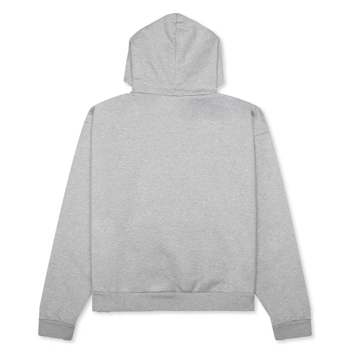 Distressed Hoodie Small Logo Heather Grey