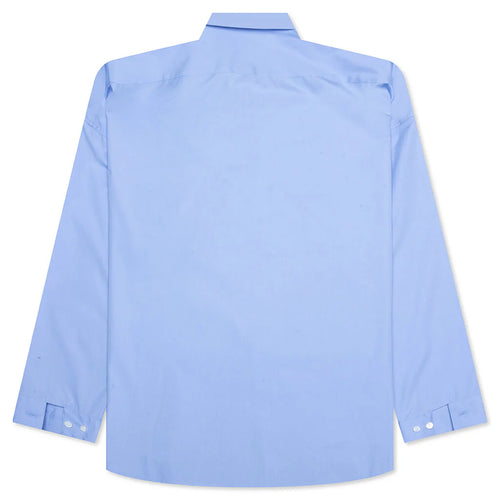 Light Blue Organic Poplin Shirt With Peeping Logo Iris Blue