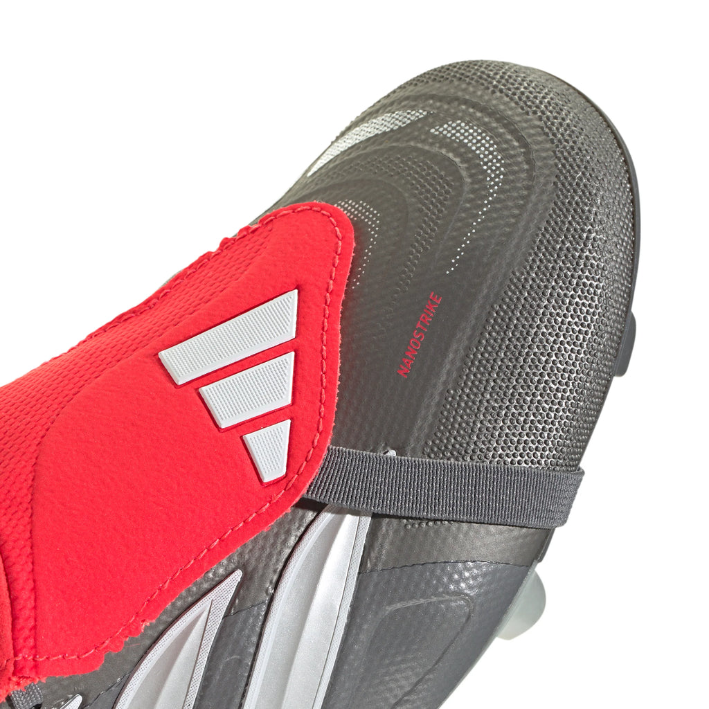 adidas Predator League Fold Over Tongue FG Mens Soccer Cleats Grey Red
