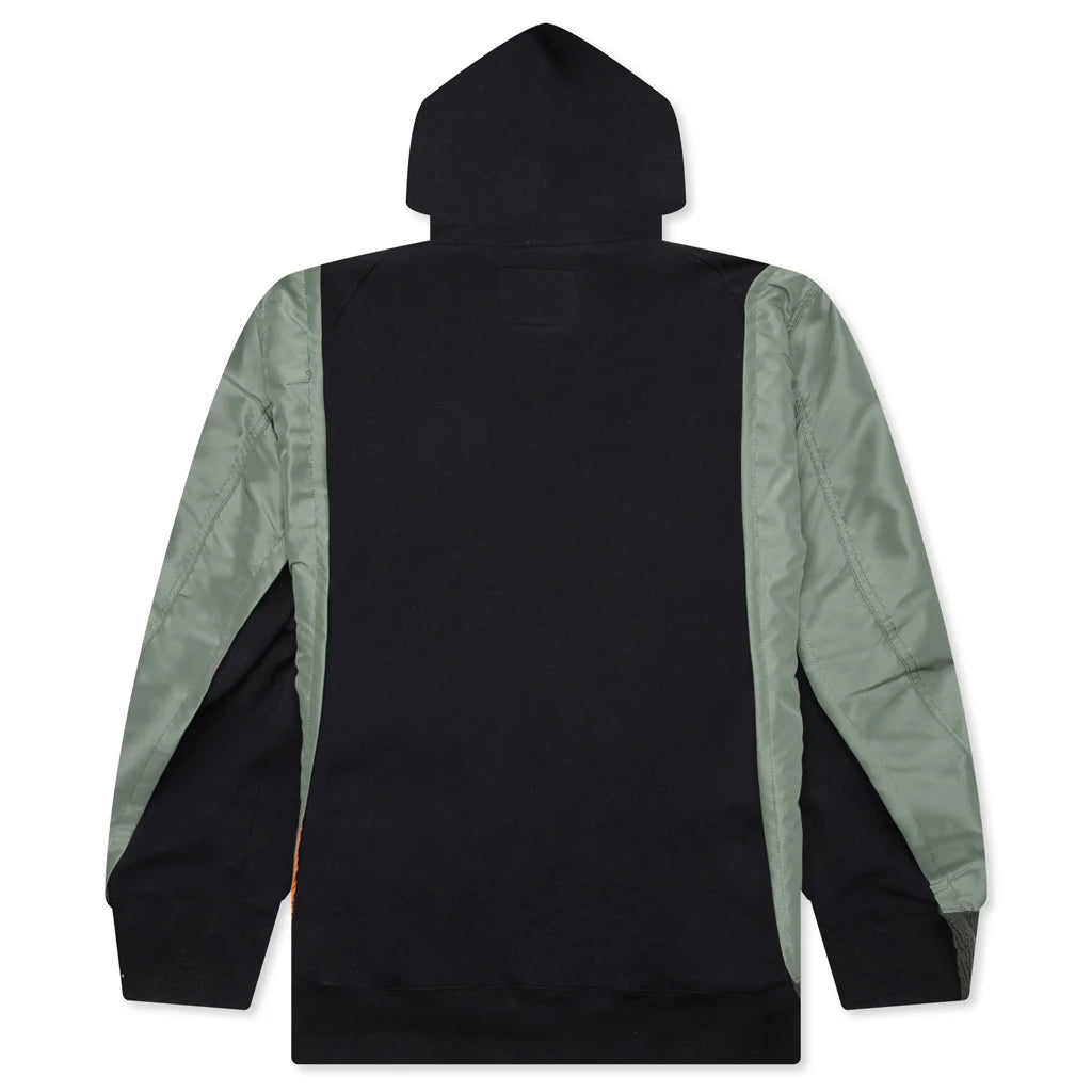 Nylon Twill X Sponge Sweat Hoodie Navy Khaki