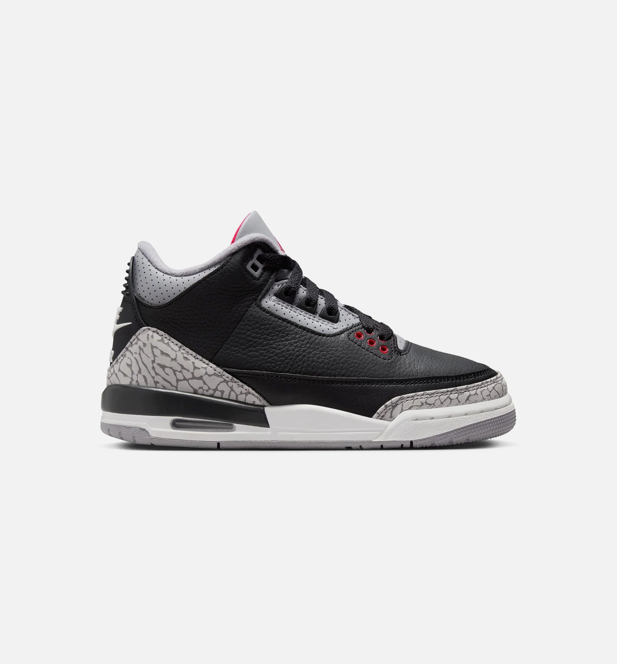 Air Jordan 3 Retro Black Cement Grade School Lifestyle Shoe Black Fire Red Cement Grey Summit White
