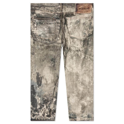 Printed Wide Leg Pants Cold Grey