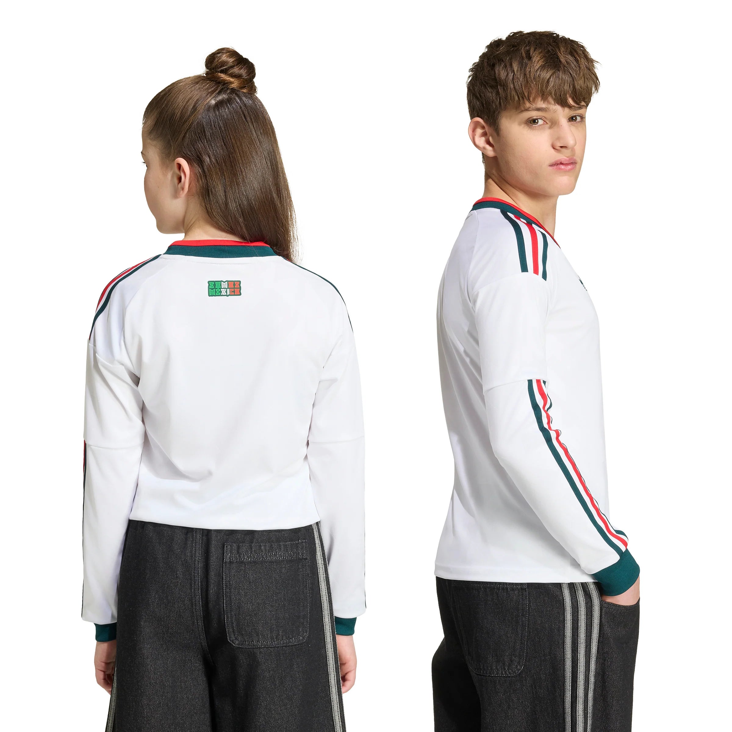 adidas Mexico Away Long Sleeve Youth Soccer Jersey 2026 White